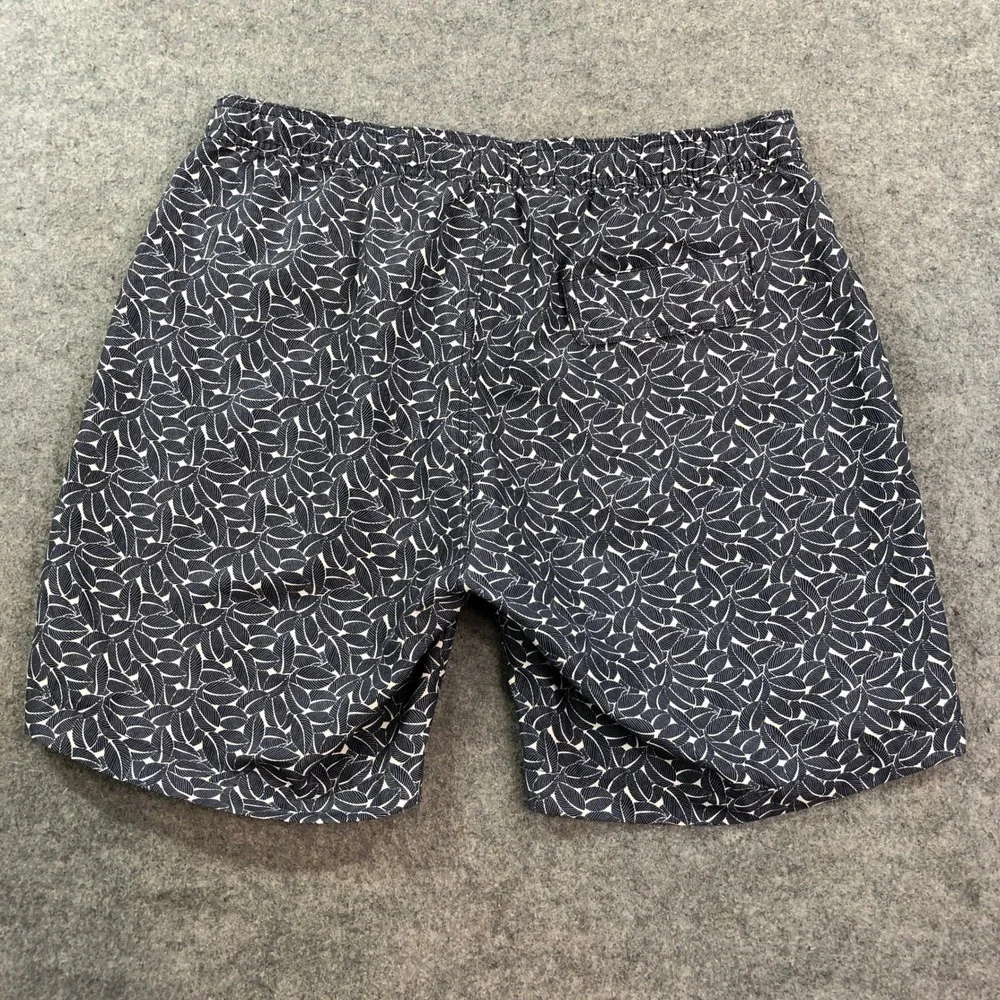 Onia The Calder Mens Swim Trunks XL Navy Leaf Pattern Stretch Beach Board Shorts
